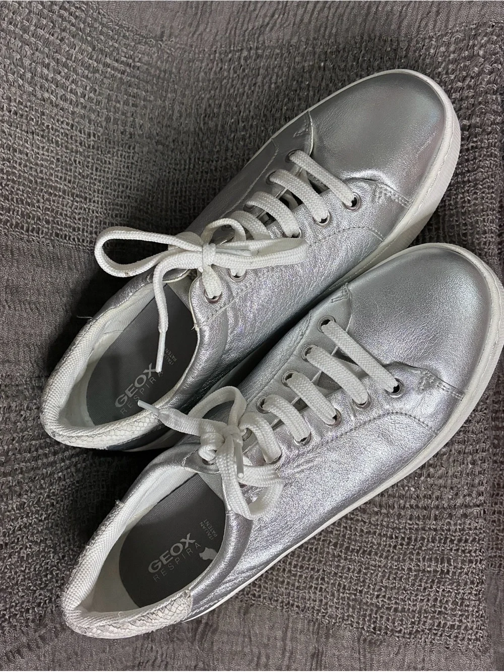 Geox Skyely Metallic Silver Sneakers
